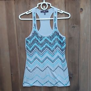 NWO: Light blue chevron sequin tank top